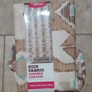 Burgess Home Aztec Fabric Shower Curtain - Brown and Cream